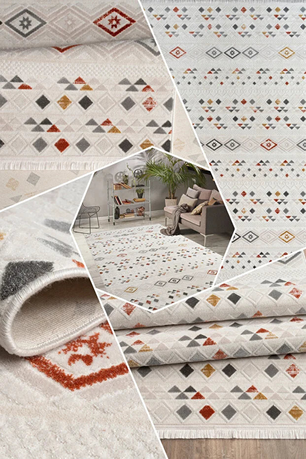 Noroa Antialerjik %100 Akrilik Dokuma Makine Kesme Yolluk Mutfak Koridor Salon Yatak Odası Halısı