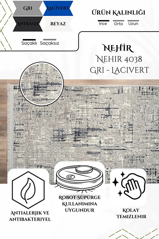 Elva  Antialerjik %100 Akrilik Dokuma Makine Kesme Yolluk Mutfak Koridor Salon Yatak Odası Halısı