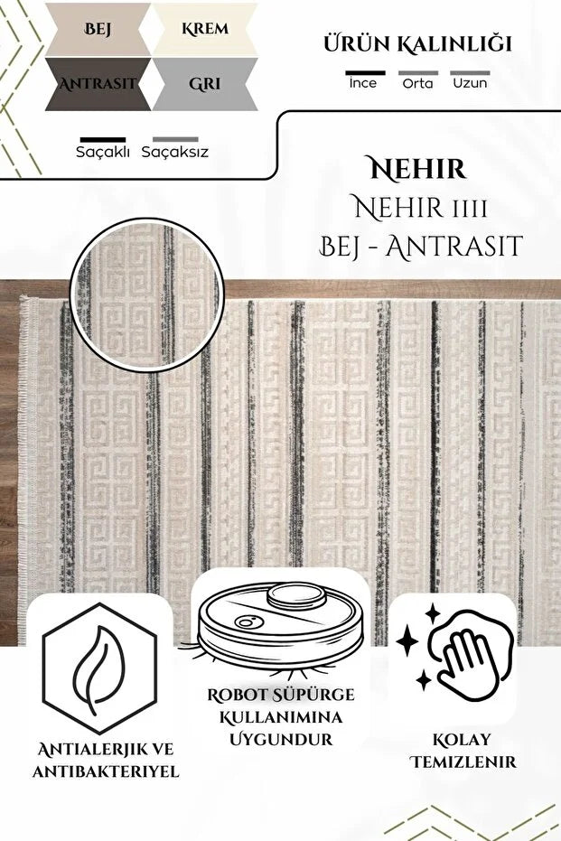 Lüna  Antialerjik %100 Akrilik Dokuma Makine Kesme Yolluk Mutfak Koridor Salon Yatak Odası Halısı