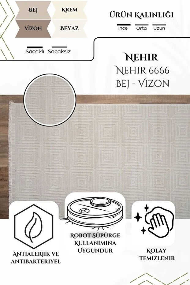 Nostra Antialerjik %100 Akrilik Dokuma Makine Kesme Yolluk Mutfak Koridor Salon Yatak Odası Halısı