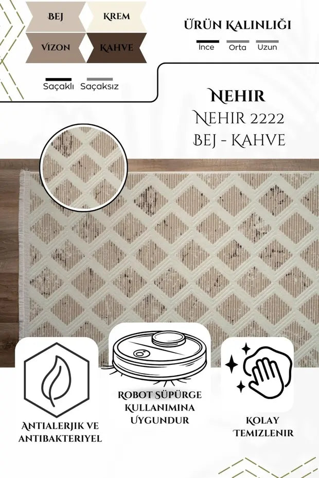 Zano  Antialerjik %100 Akrilik Dokuma Makine Kesme Yolluk Mutfak Koridor Salon Yatak Odası Halısı