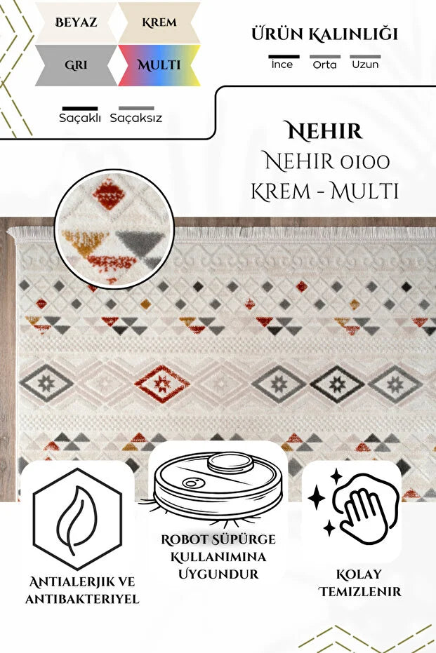 Noroa  Antialerjik %100 Akrilik Dokuma Makine Kesme Yolluk Mutfak Koridor Salon Yatak Odası Halısı