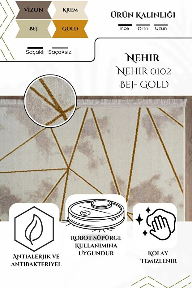 Adena Antialerjik %100 Akrilik Dokuma Makine Kesme Yolluk Mutfak Koridor Salon Yatak Odası Halısı