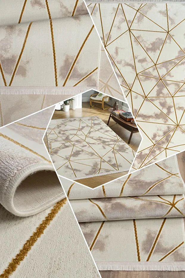 Adena Antialerjik %100 Akrilik Dokuma Makine Kesme Yolluk Mutfak Koridor Salon Yatak Odası Halısı